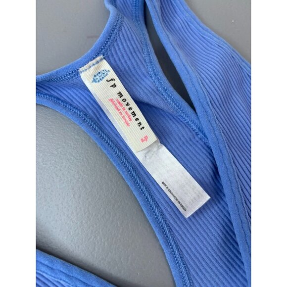 Free People Movement‎ small periwinkle ribbed v-neck racer back bralette - Picture 2 of 5
